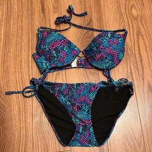 Bright snake print bikini NWOT